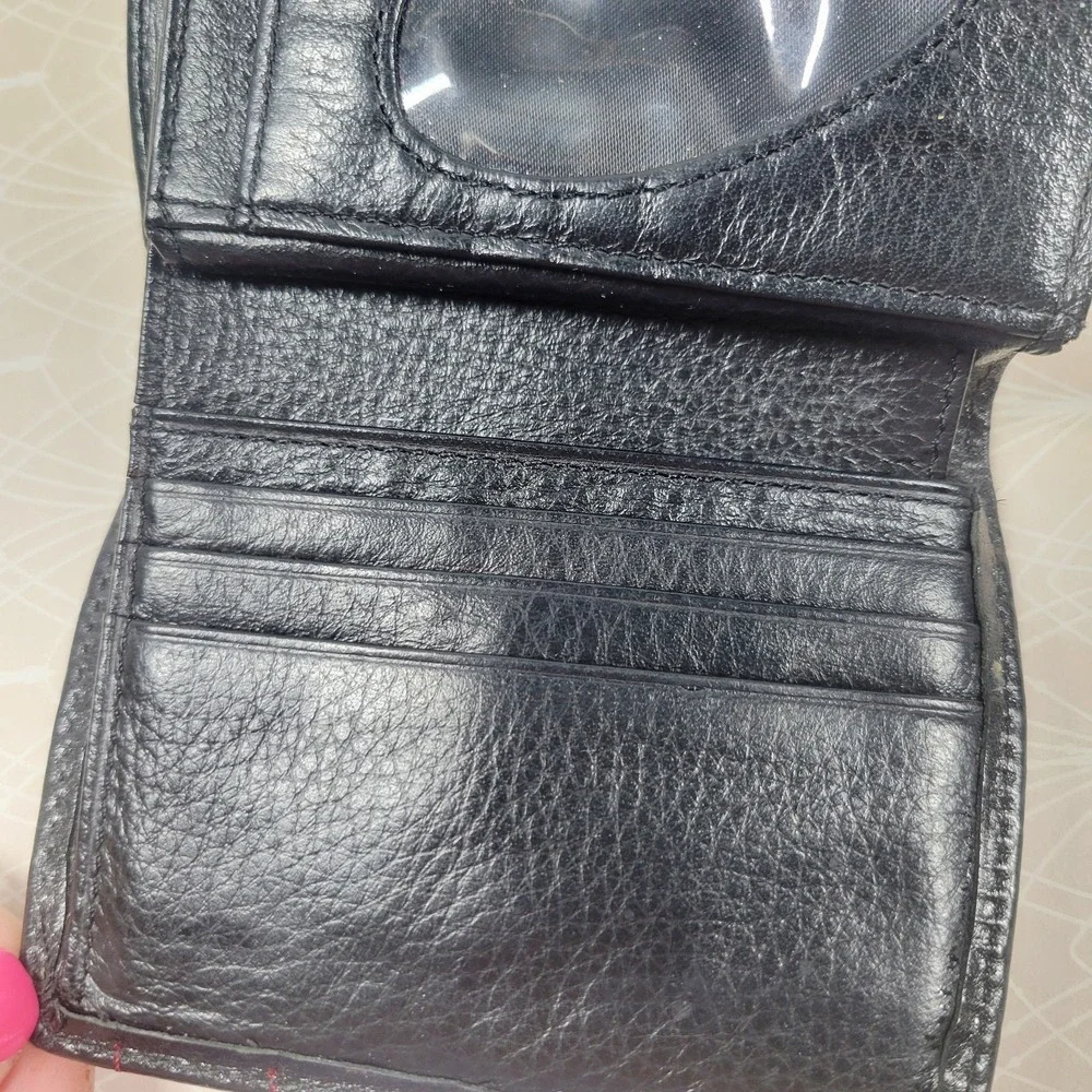 Brighton 3D Red Hearts Black Leather Wallet Y2K